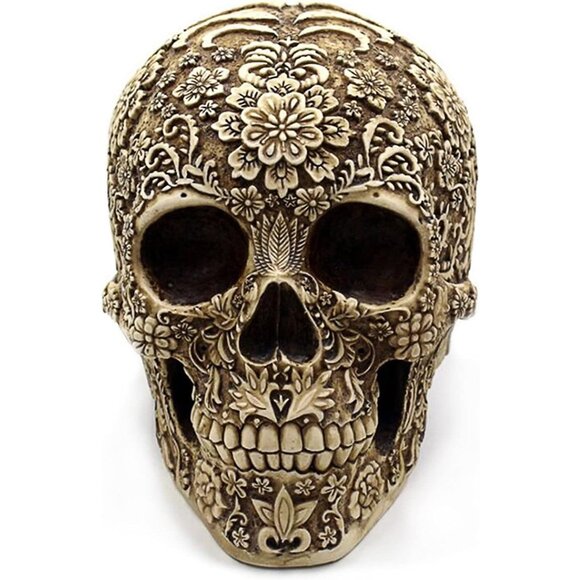 Creative Skull Flowers Sculpture 81 Inch Human Head Skeleton Halloween Decor - Picture 2 of 5